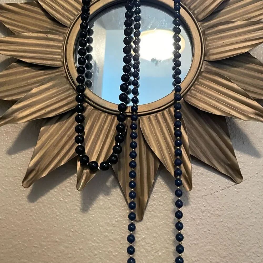 Vintage Monet Navy Blue Gold Color Bead Necklace Plus 1